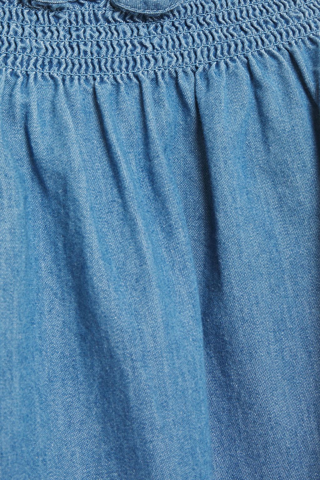 JOIE Kunala shirred cotton-chambray mini dress