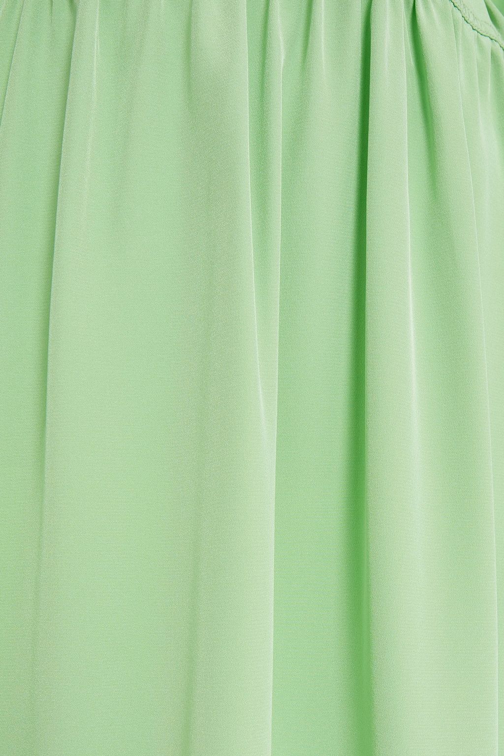 TIBI Belted gathered silk crepe de chine mini dress