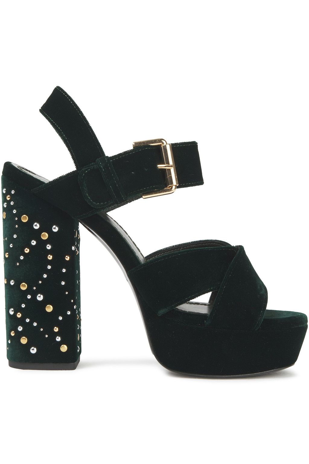 black velvet platform sandals