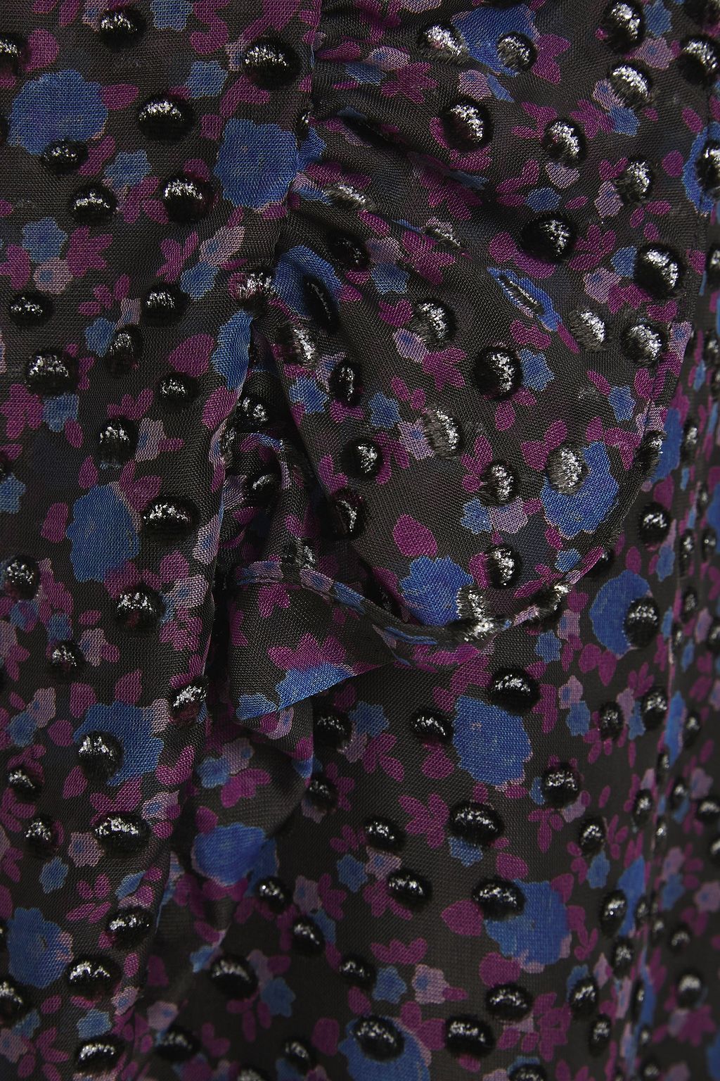 MAJE Metallic flocked floral-print chiffon mini dress