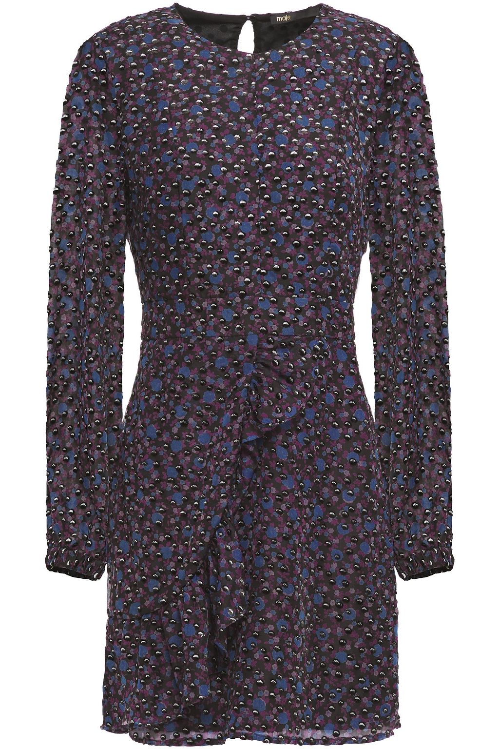 maje scarf dress in printed chiffon
