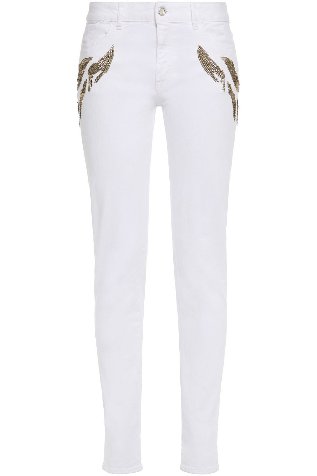 white slim leg jeans