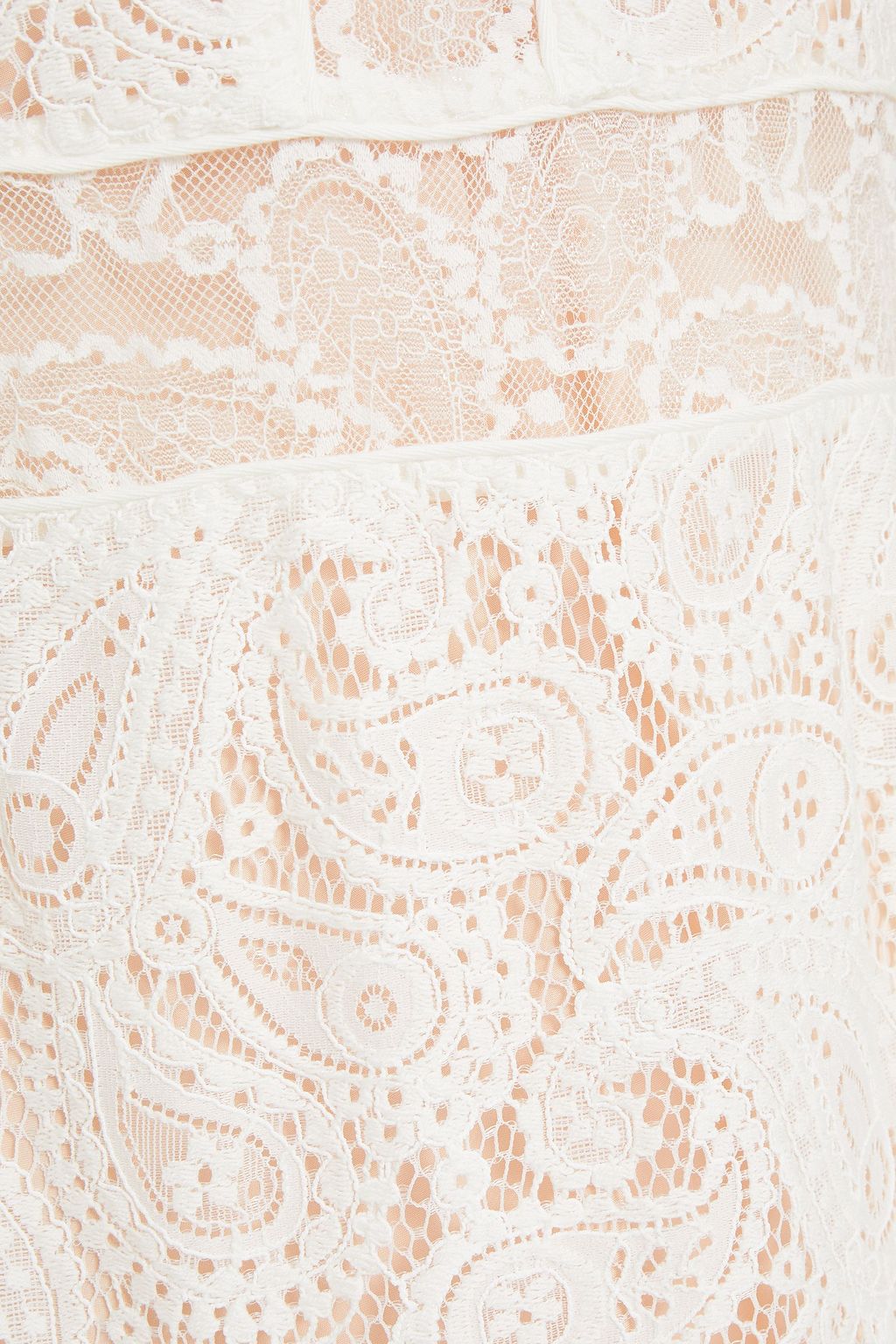 MAJE Ruffle-trimmed lace mini dress