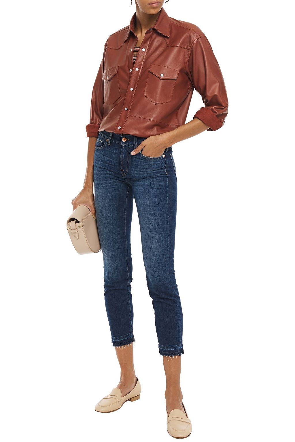 7 FOR ALL MANKIND Roxanne cropped mid-rise slim-leg jeans