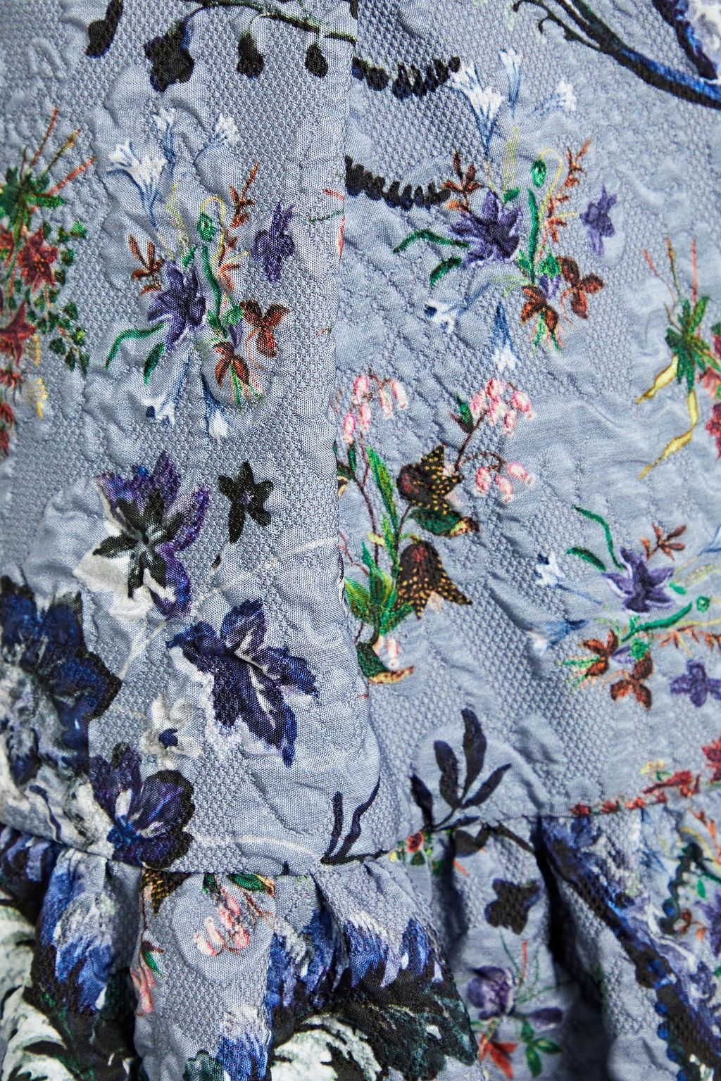 ERDEM Aine tiered floral-print matelassé mini skirt