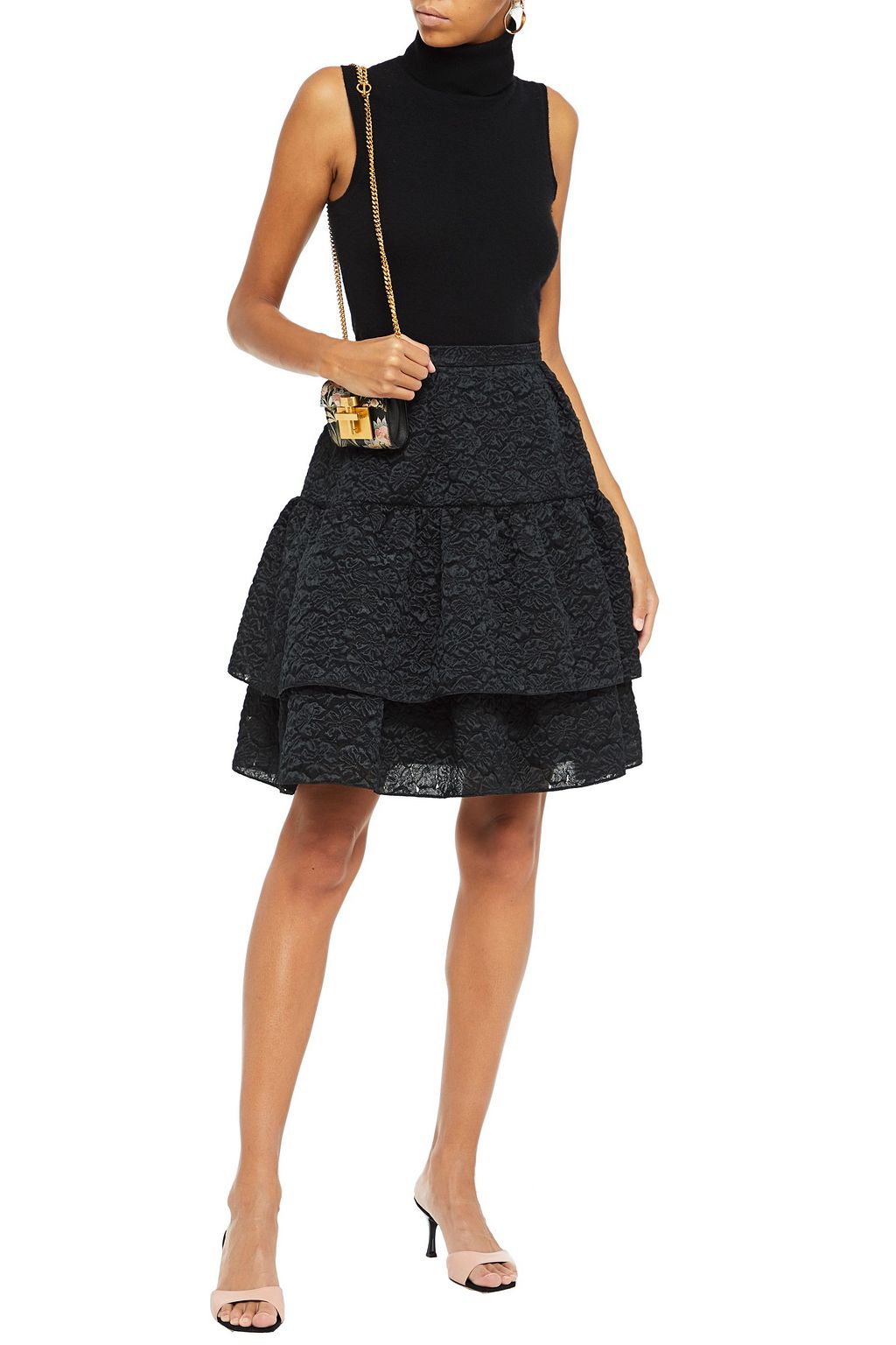 ERDEM Aine tiered matelassé mini skirt