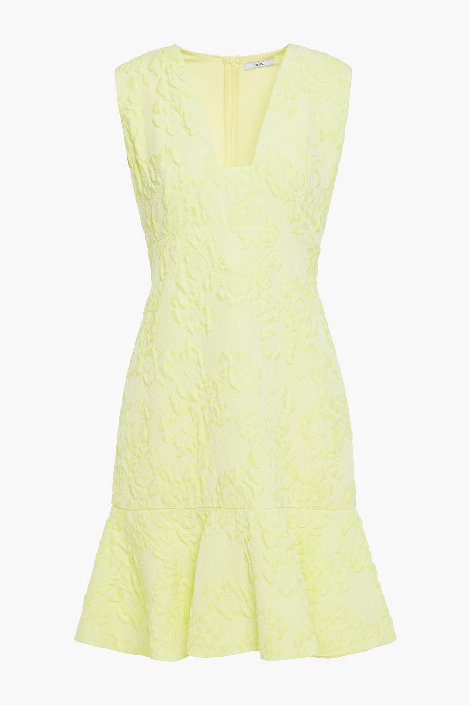 Erdem Woman Kim Fluted Cloqué Mini Dress Bright Yellow Size 12
