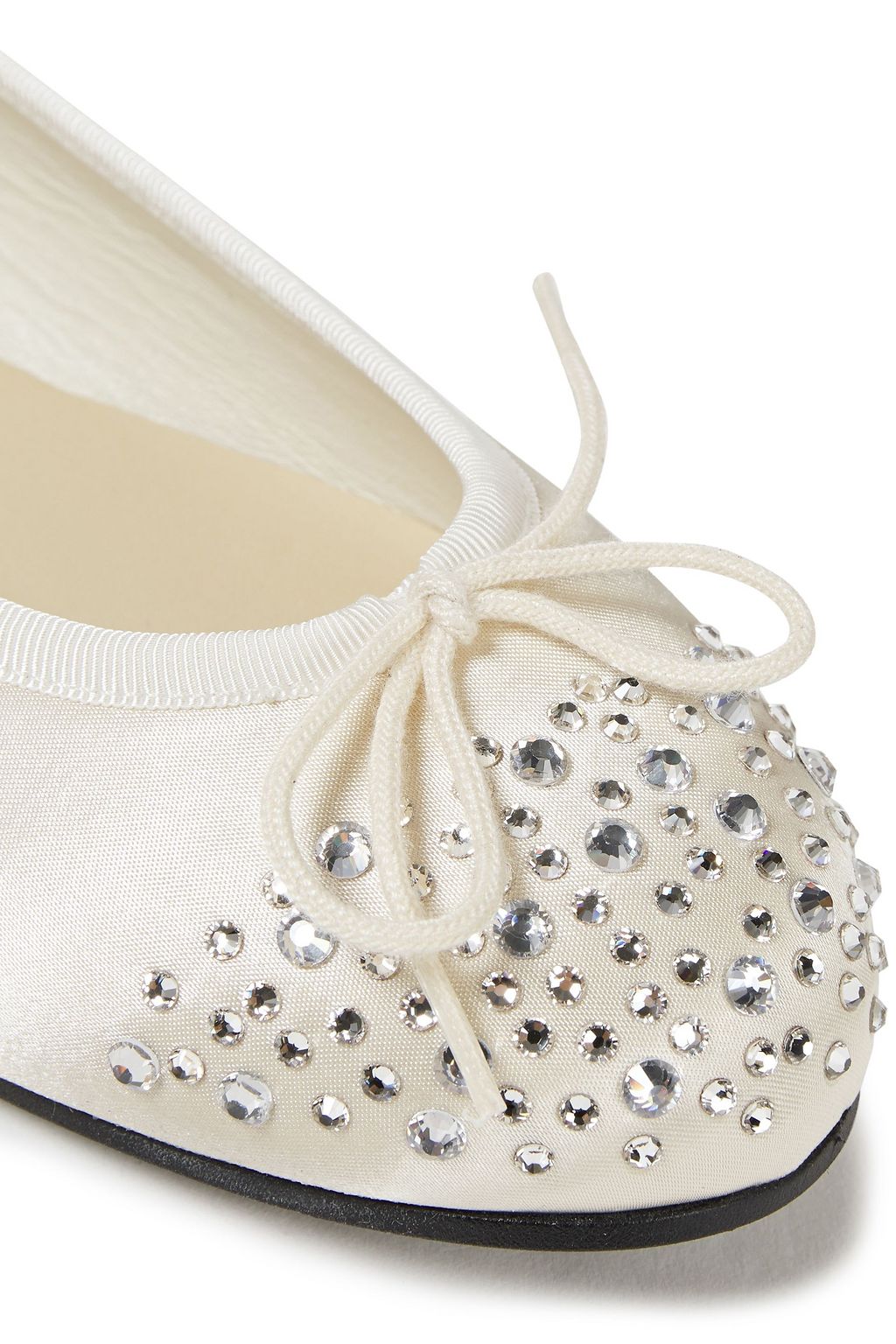 FRENCH SOLE Henriette crystal-embellished satin ballet flats