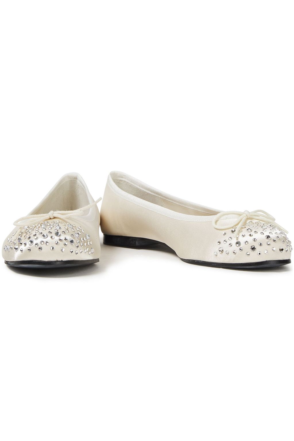 FRENCH SOLE Henriette crystal-embellished satin ballet flats