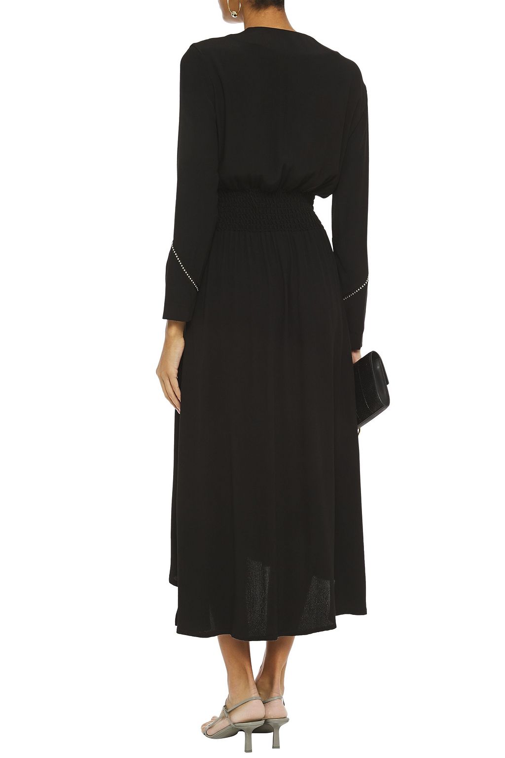 MAJE Zip-detailed studded crepe midi dress