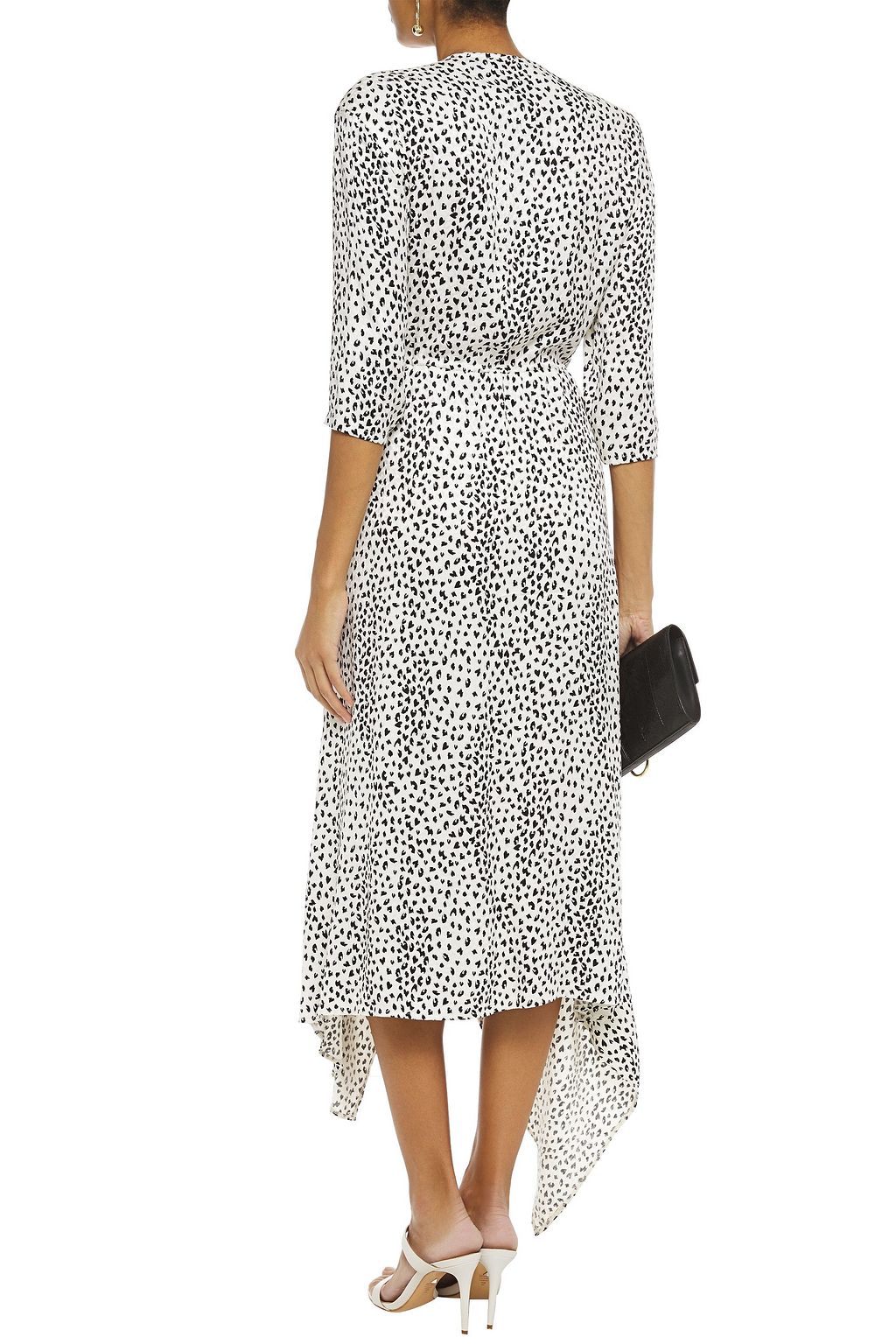 MAJE Asymmetric cupro-blend leopard-jacquard midi dress