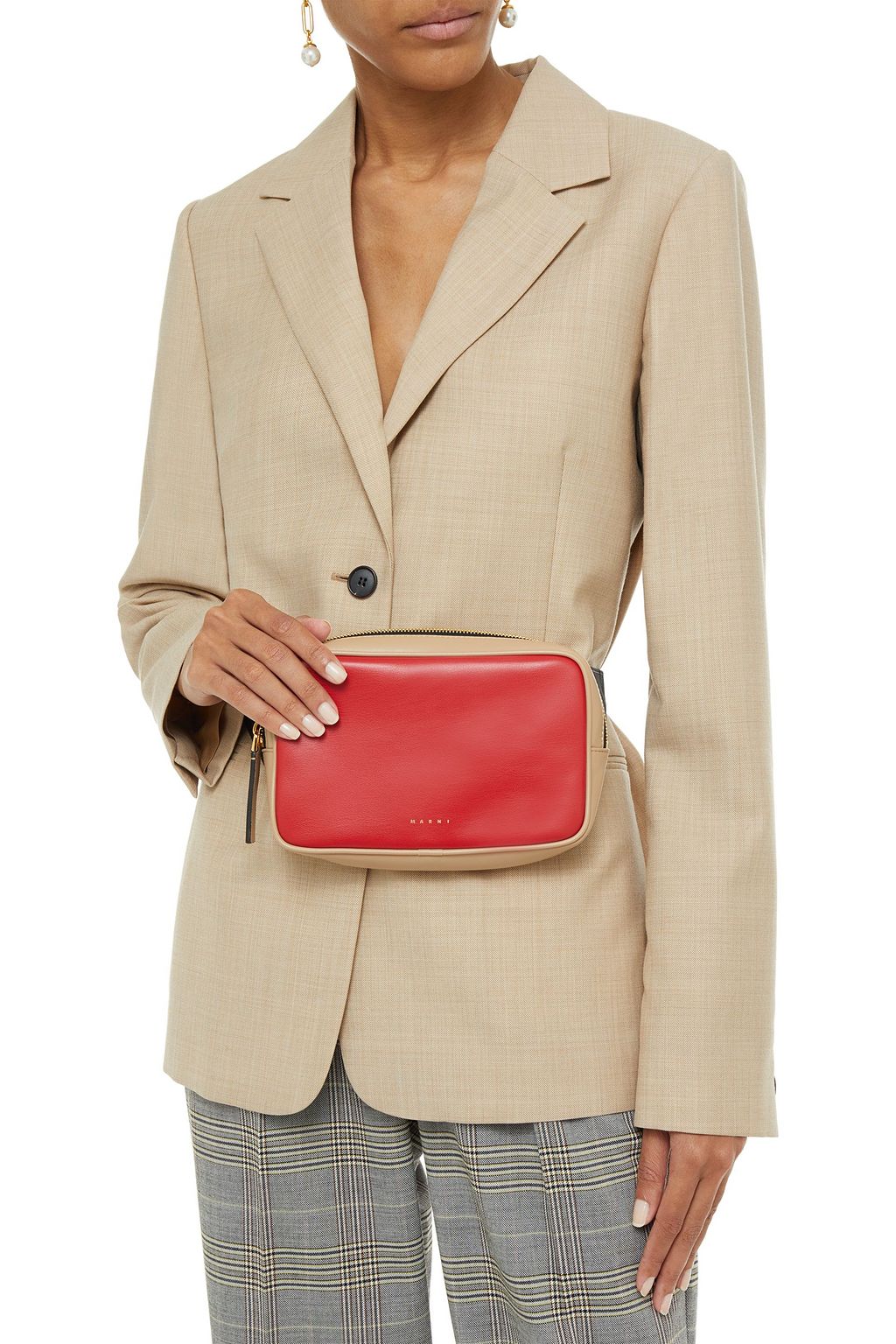 MARNI Two-tone faux leather and shell belt bag