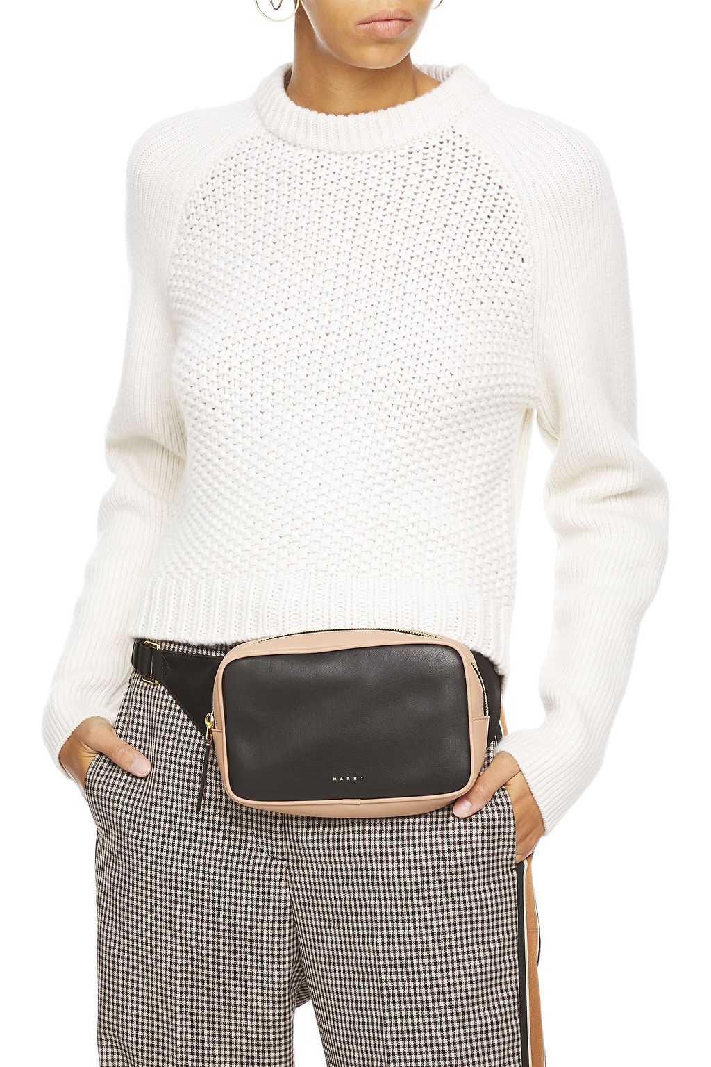 MARNI Two-tone faux leather and shell belt bag