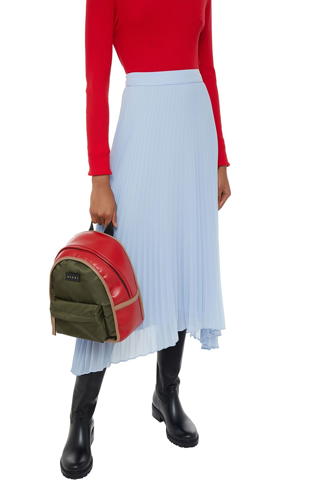 MARNI Faux leather-trimmed shell backpack