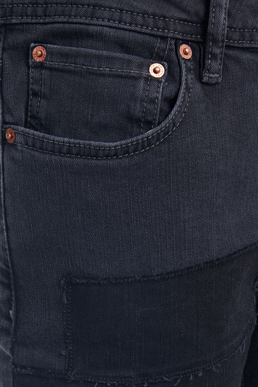 ACNE STUDIOS BLÅ KONST Patchwork-effect mid-rise skinny jeans