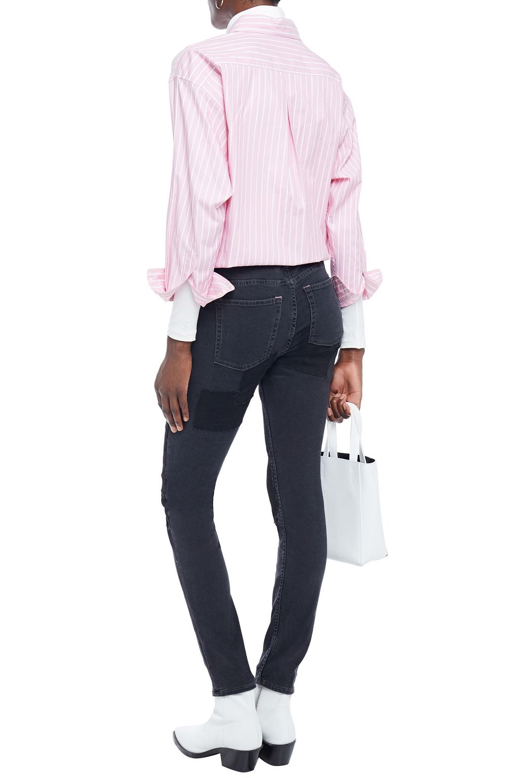 ACNE STUDIOS BLÅ KONST Patchwork-effect mid-rise skinny jeans