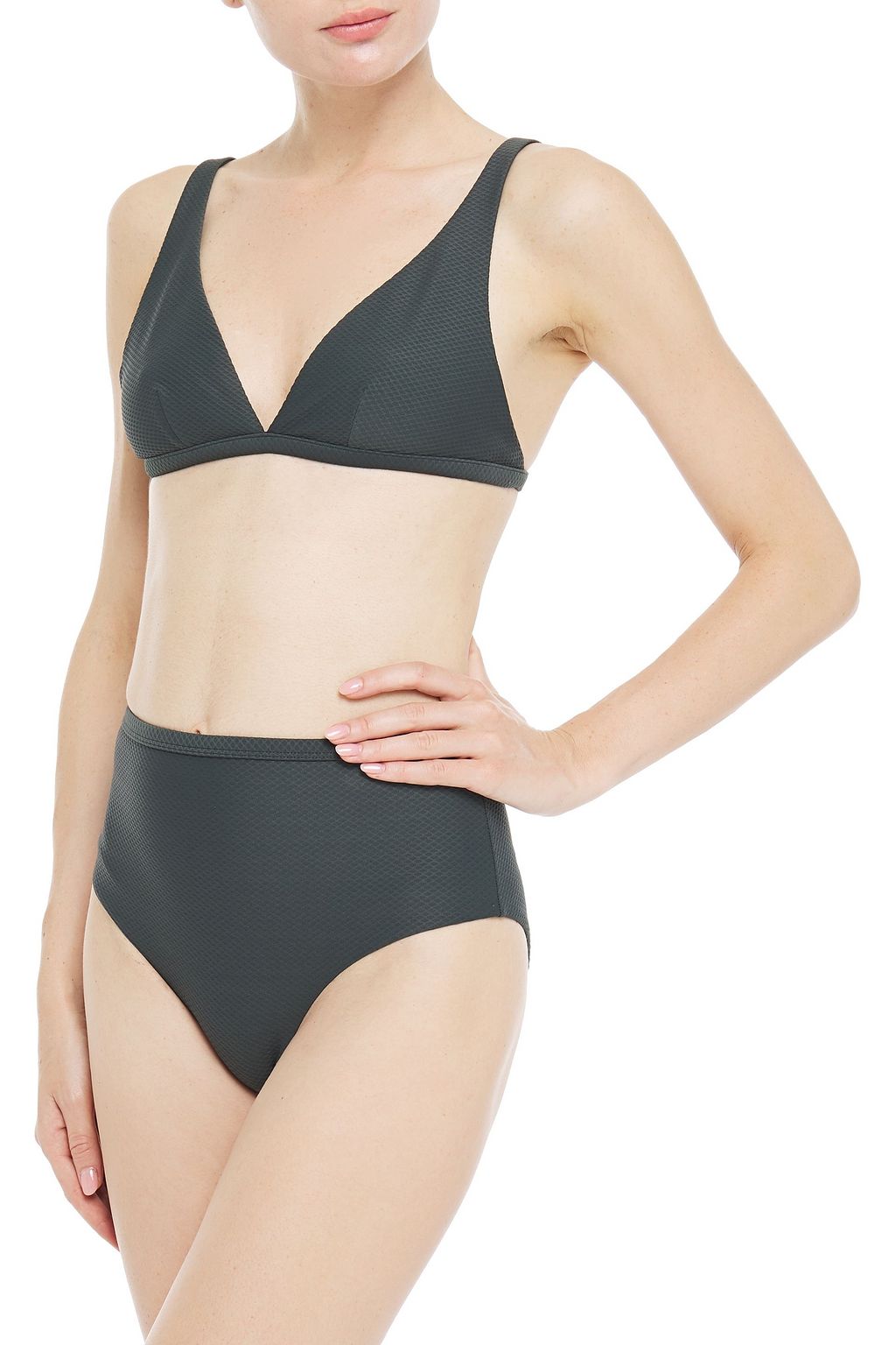 ASCENO Textured triangle bikini top