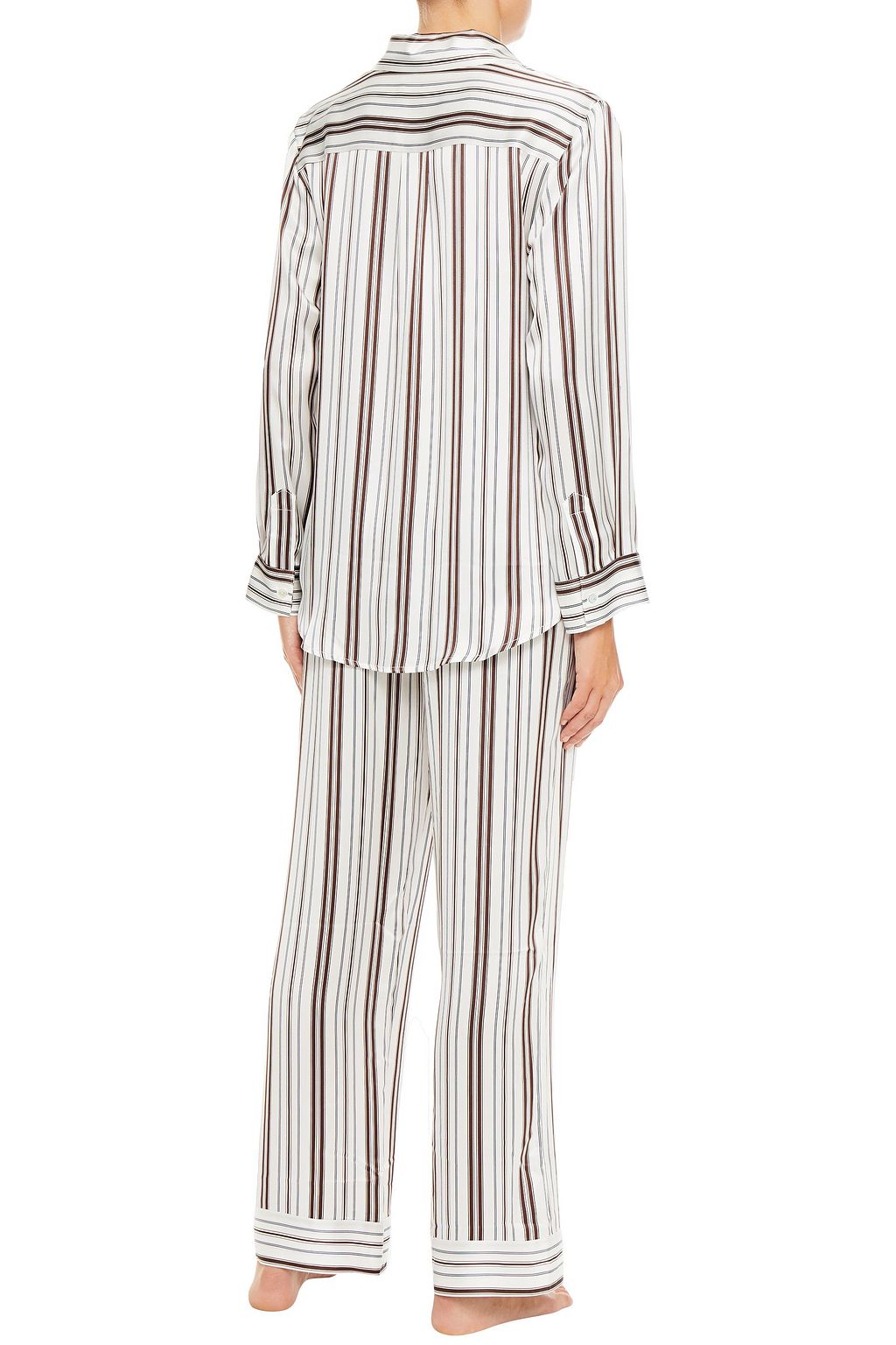 ASCENO London striped washed-silk pajama pants
