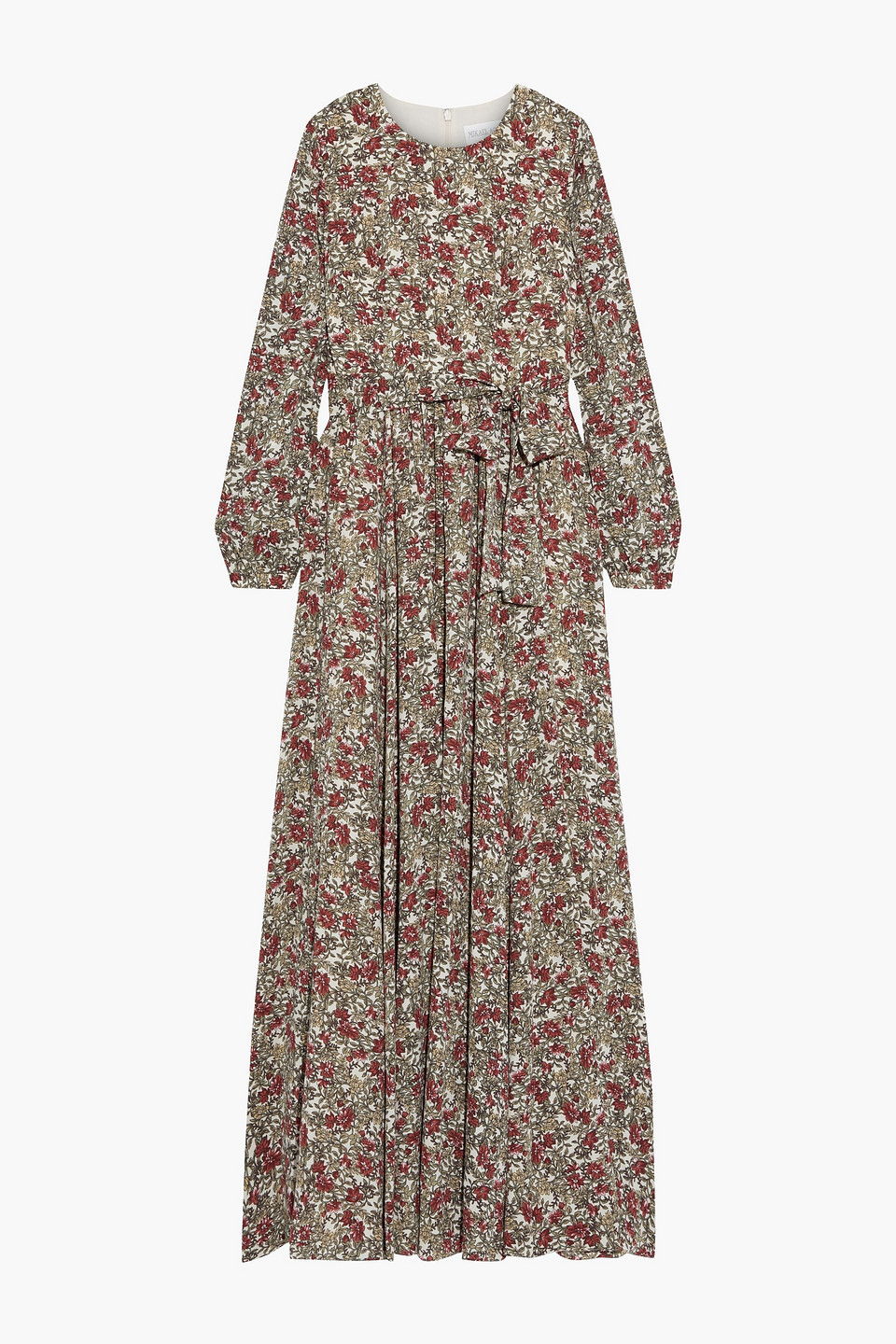 Mikael Aghal Belted floral-print crepe de chine maxi dress