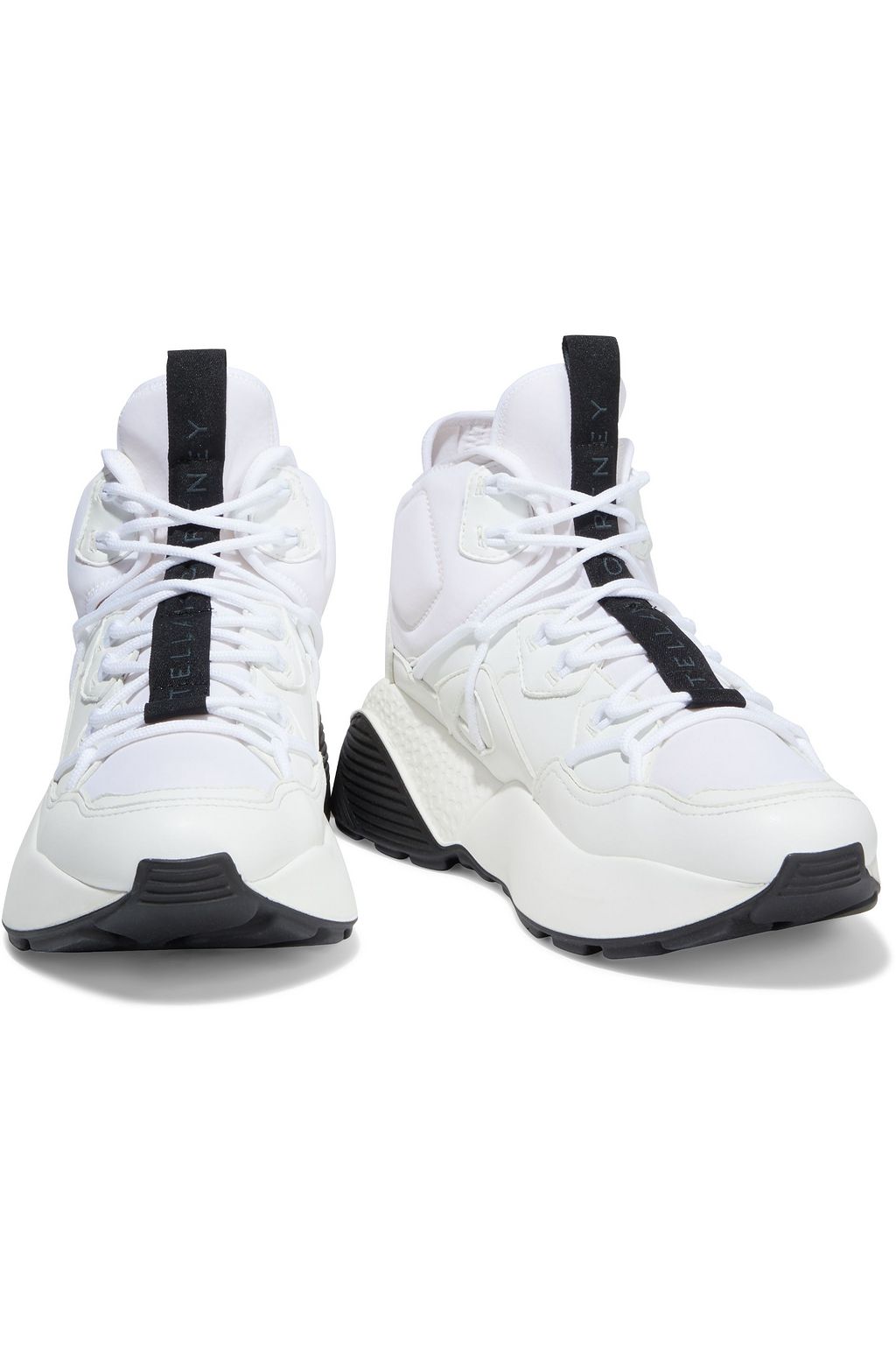 STELLA MCCARTNEY Eclypse neoprene and faux leather exaggerated-sole high-top sneakers