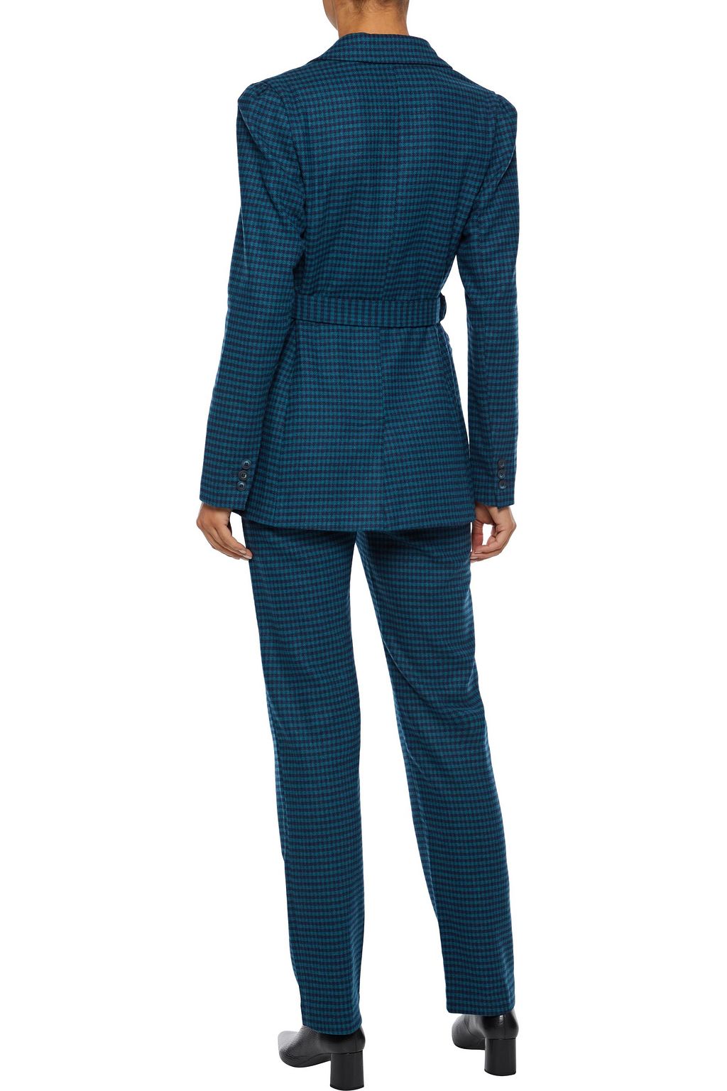 IRIS & INK Felicity belted houndstooth wool-blend felt blazer