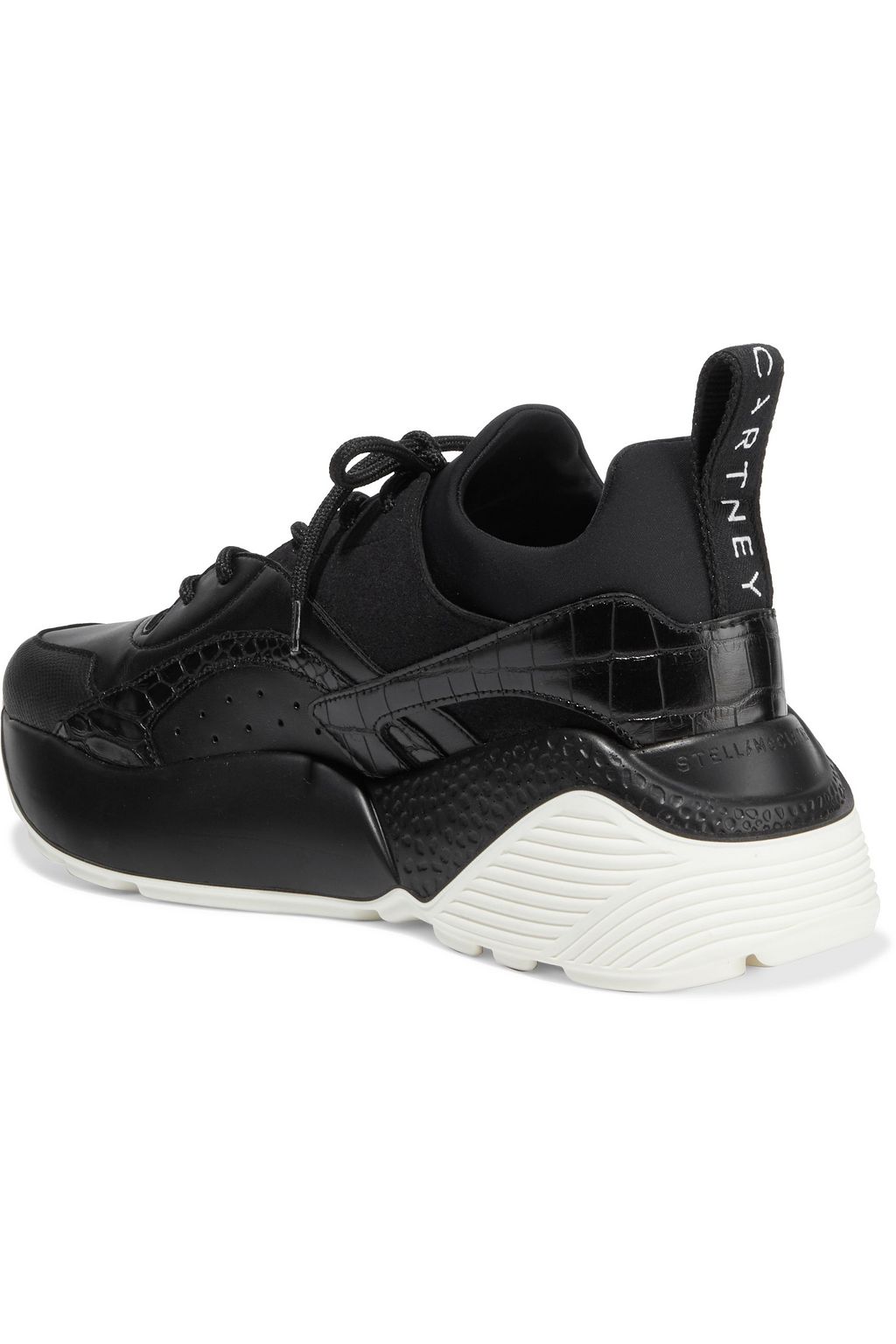 STELLA MCCARTNEY Eclypse neoprene, faux suede and leather exaggerated-sole sneakers
