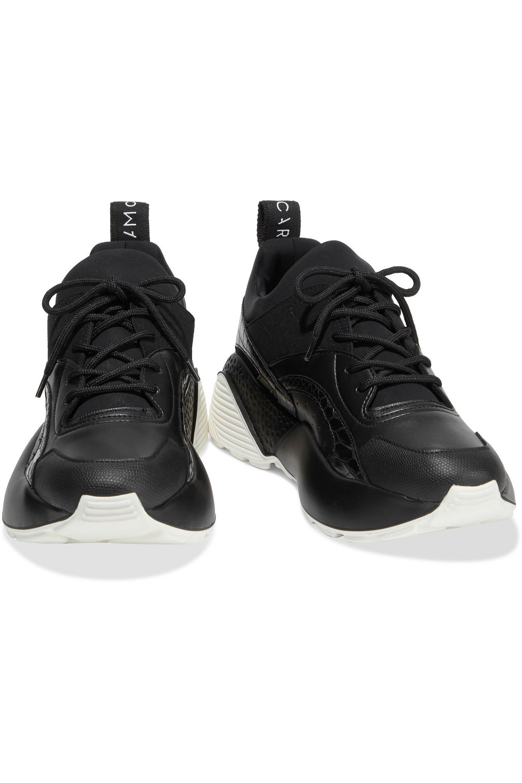 STELLA MCCARTNEY Eclypse neoprene, faux suede and leather exaggerated-sole sneakers