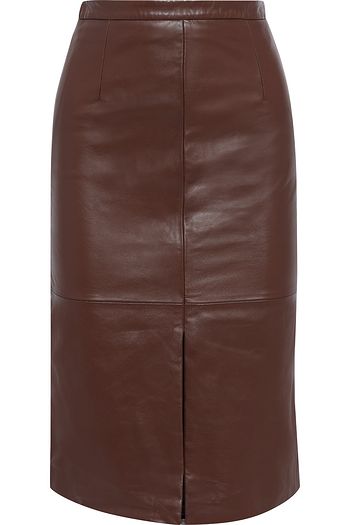 tan leather mini skirt uk