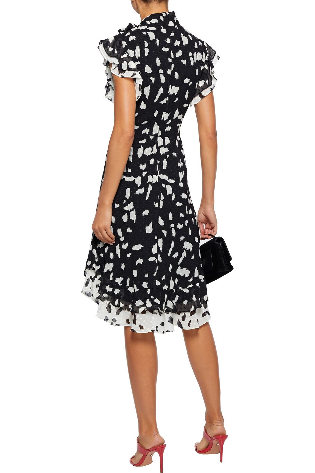 MIKAEL AGHAL Ruffled printed fil coupé georgette dress