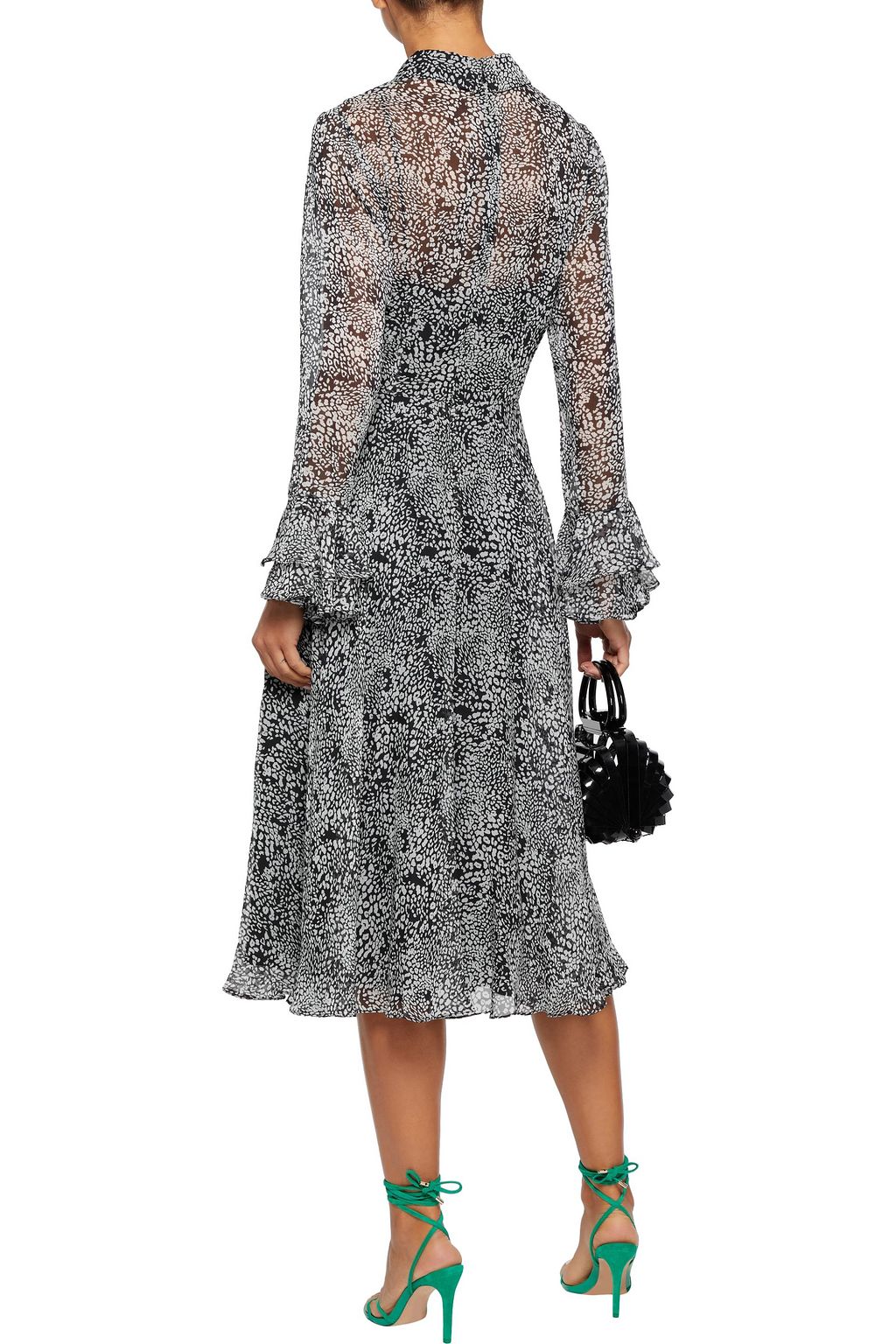 MIKAEL AGHAL Ruffle-trimmed printed georgette midi dress
