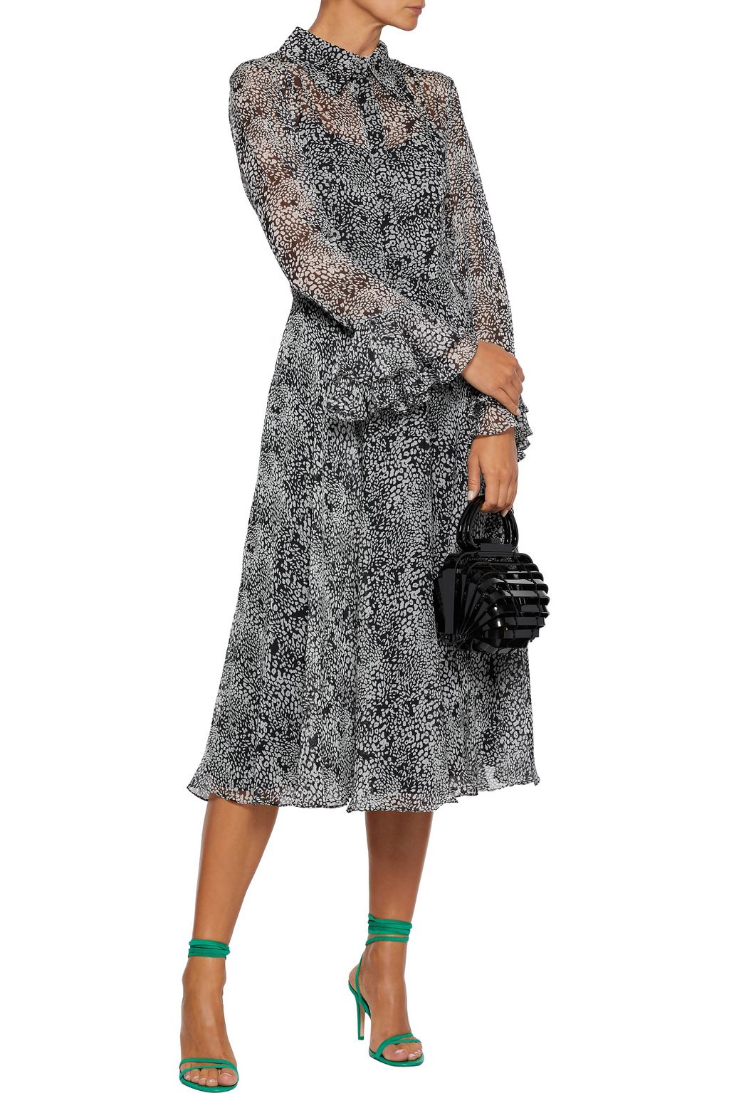 MIKAEL AGHAL Ruffle-trimmed printed georgette midi dress