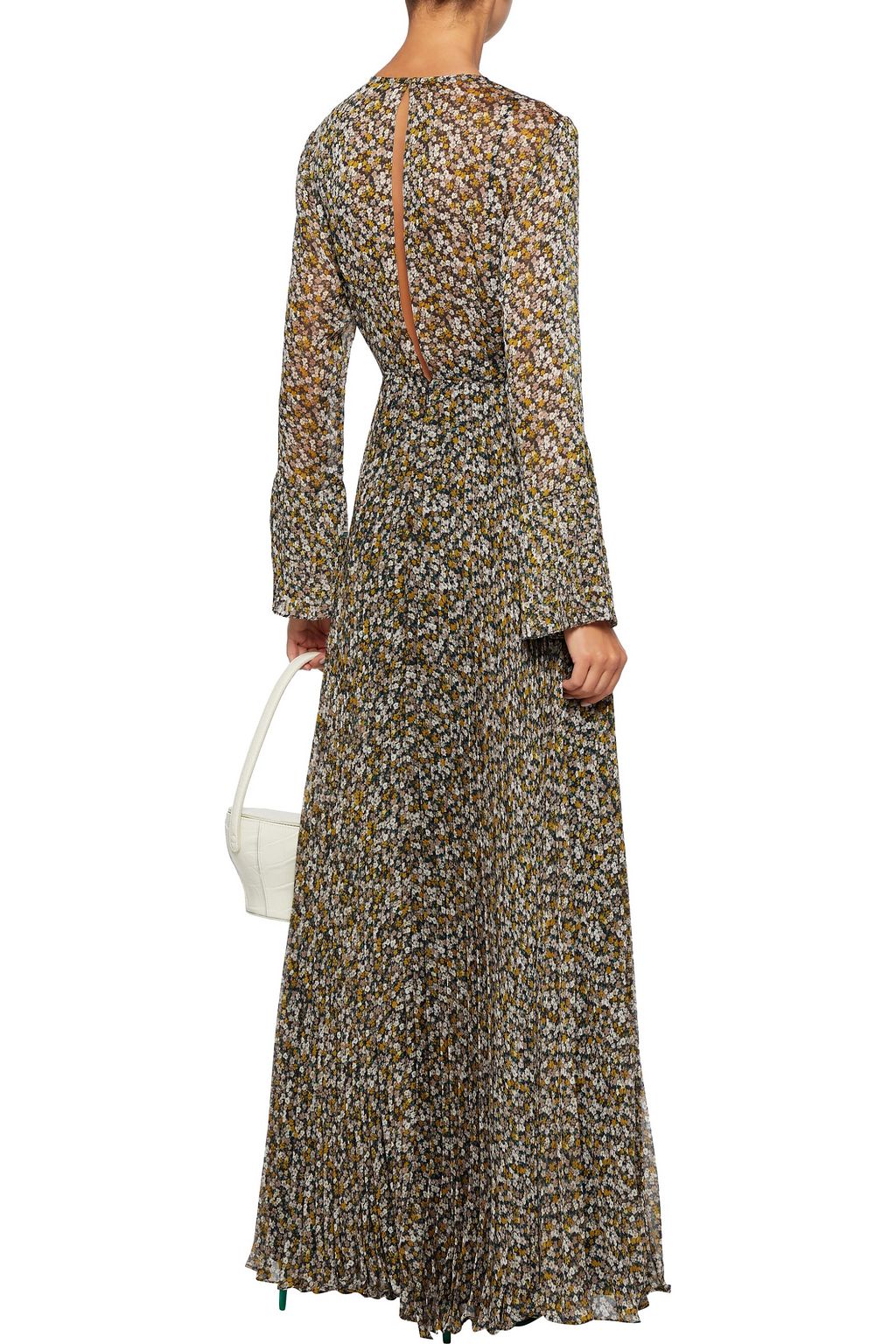MIKAEL AGHAL Pleated floral-print georgette maxi dress