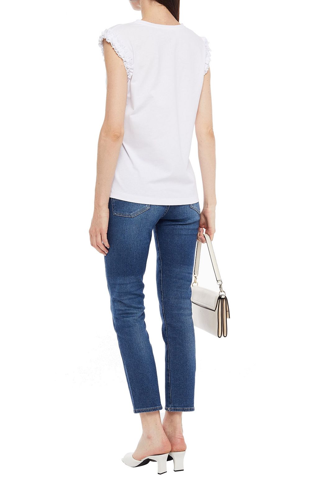 7 FOR ALL MANKIND Broderie anglaise-trimmed cotton-jersey top