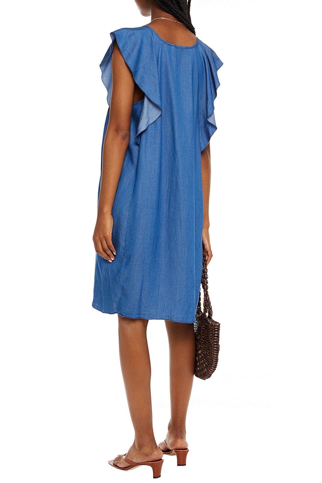 7 FOR ALL MANKIND Ruffled Lyocell-chambray dress