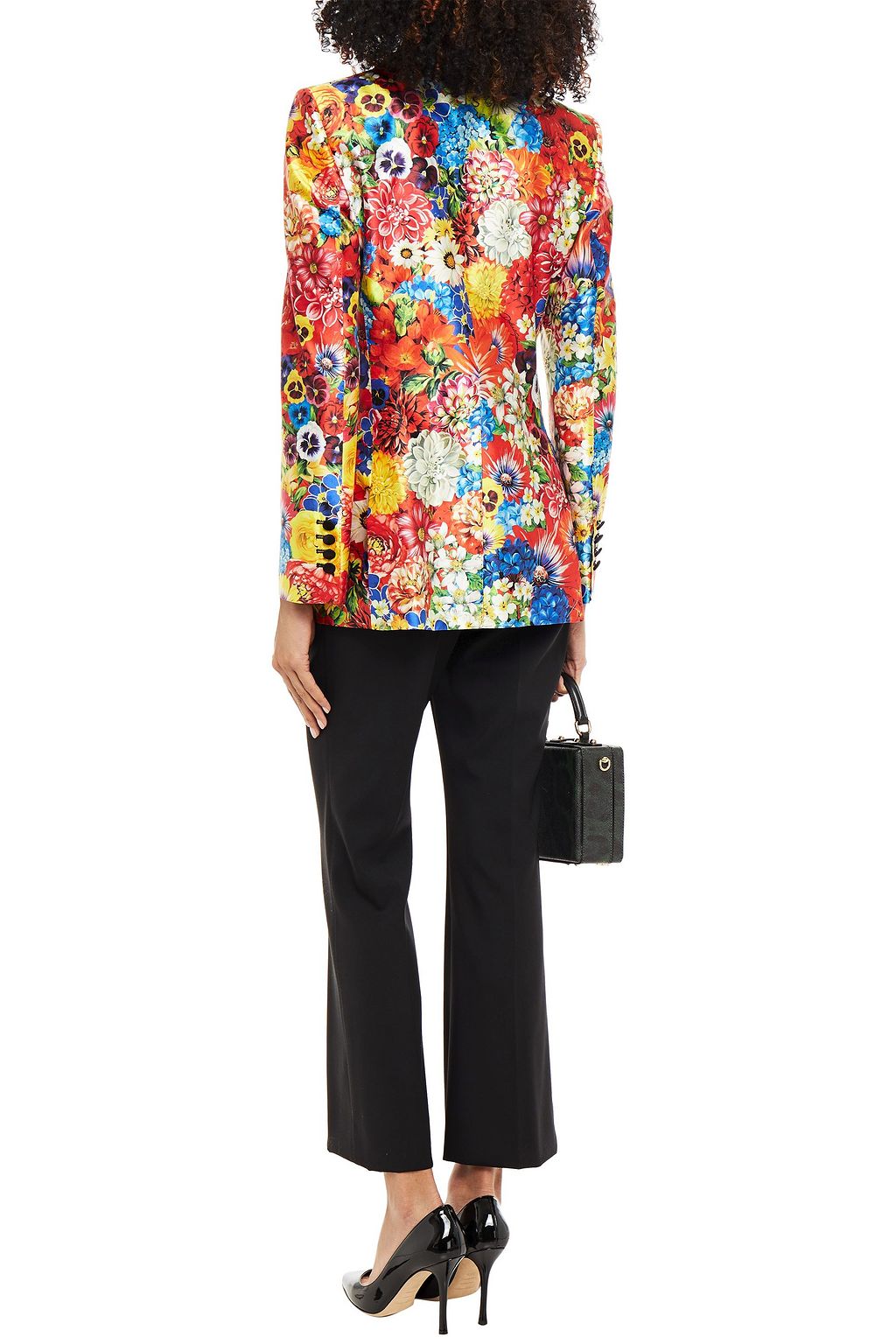 DOLCE&GABBANA Double-breasted embellished floral-print silk-blend satin blazer