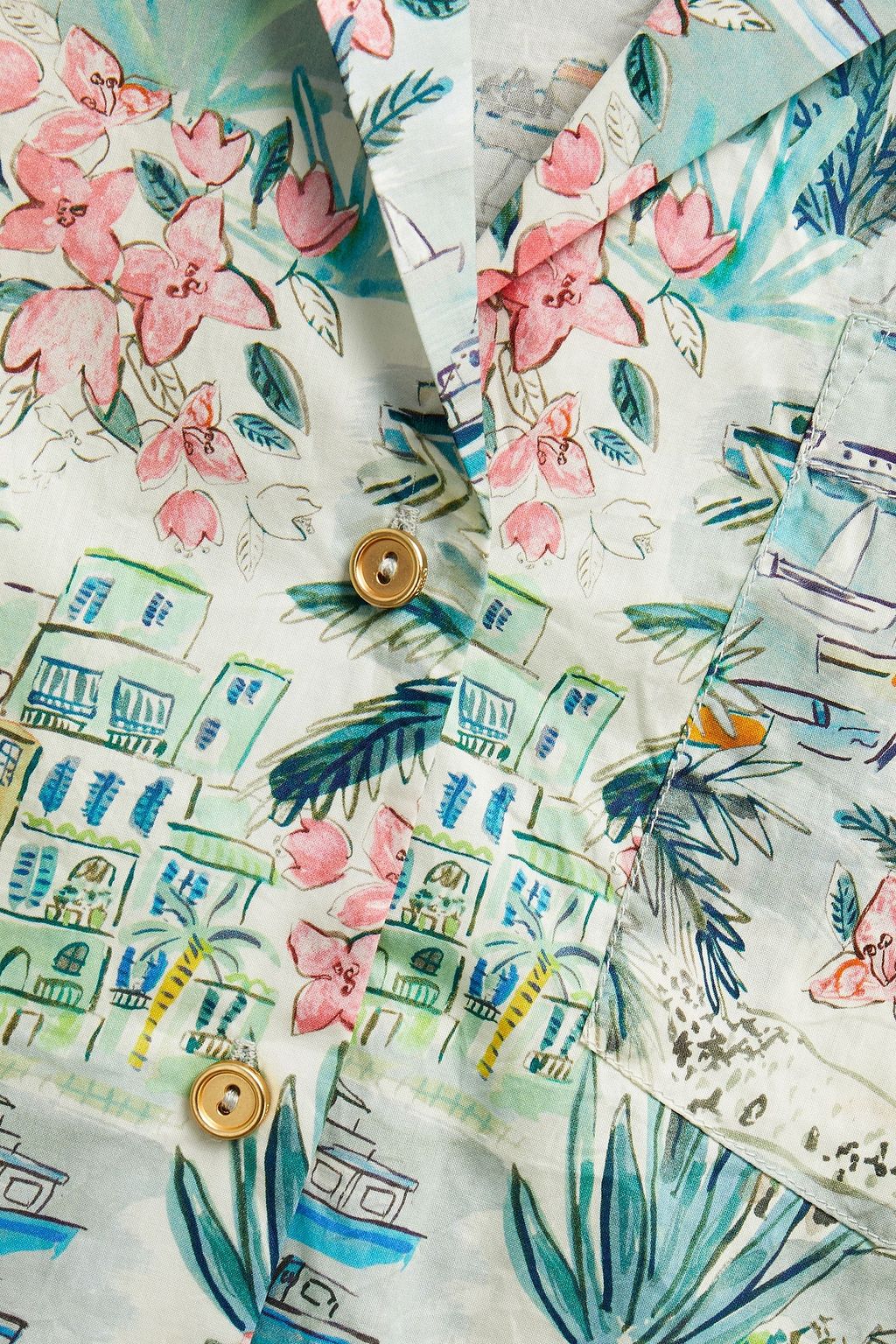 ONIA Printed cotton-poplin shirt