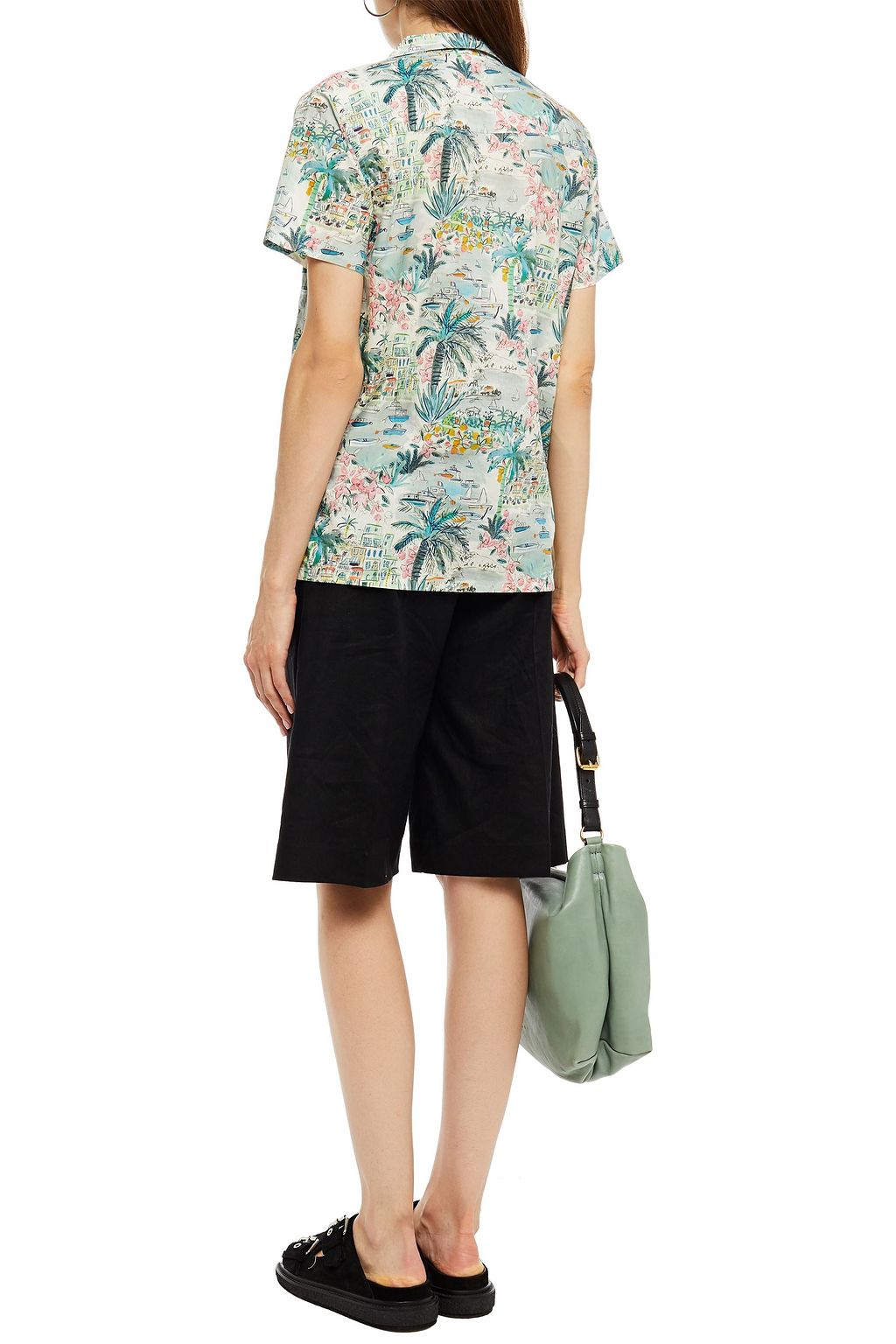 ONIA Printed cotton-poplin shirt