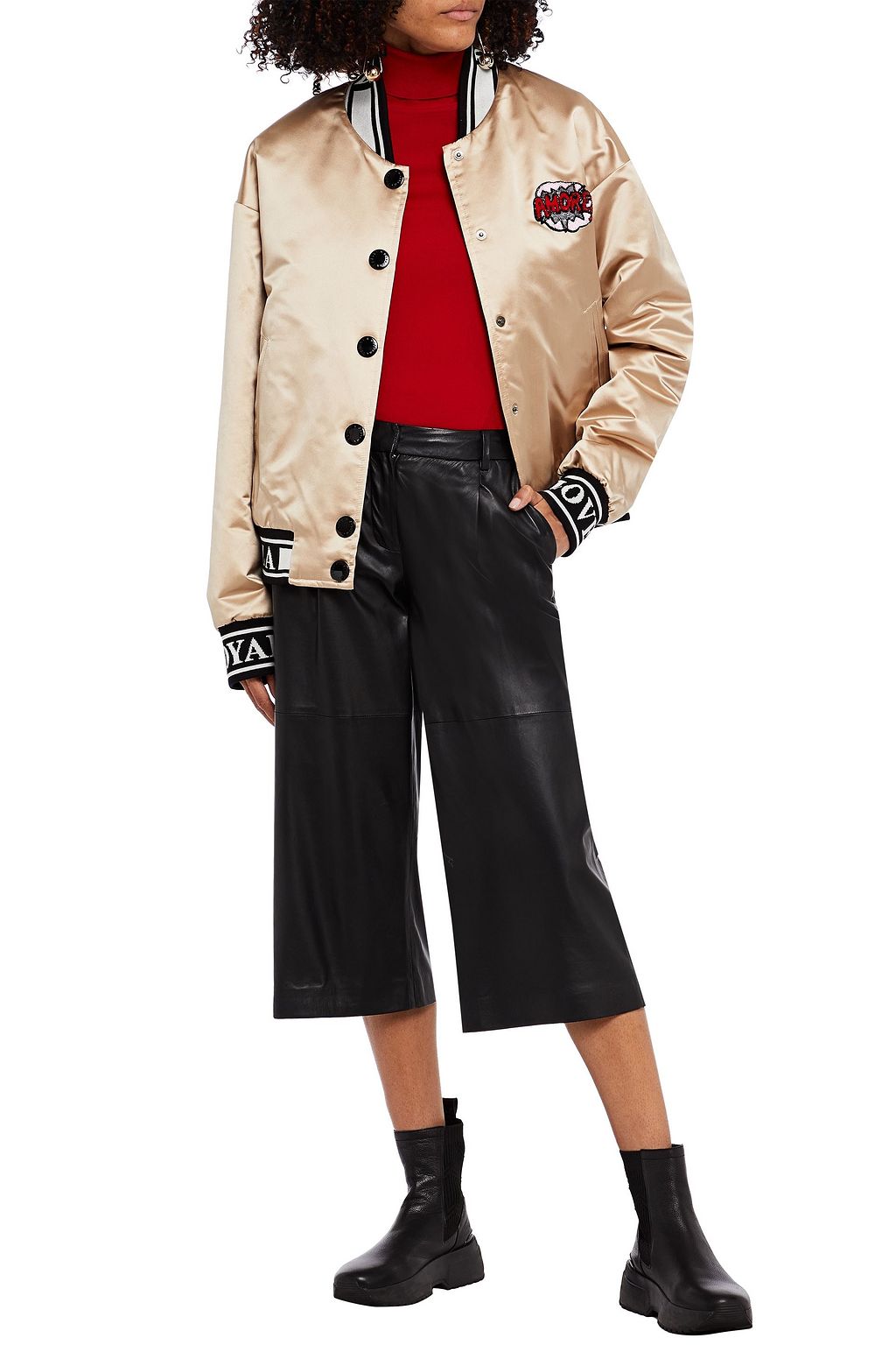 DOLCE&GABBANA Appliquéd quilted silk-blend satin jacket