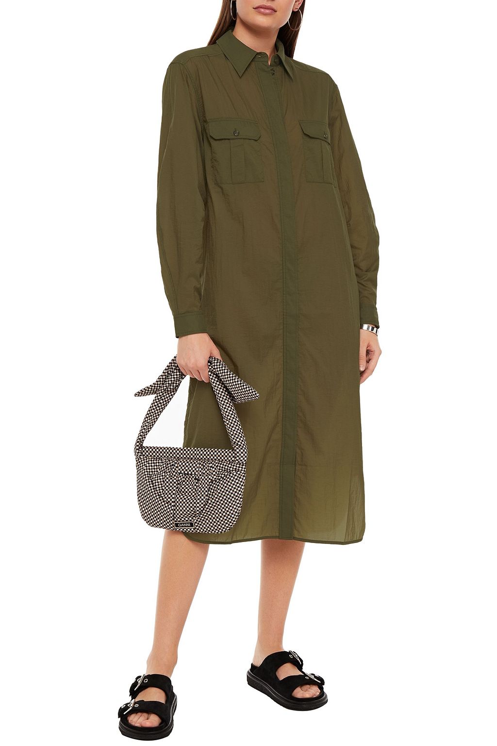 GANNI Shell midi shirt dress