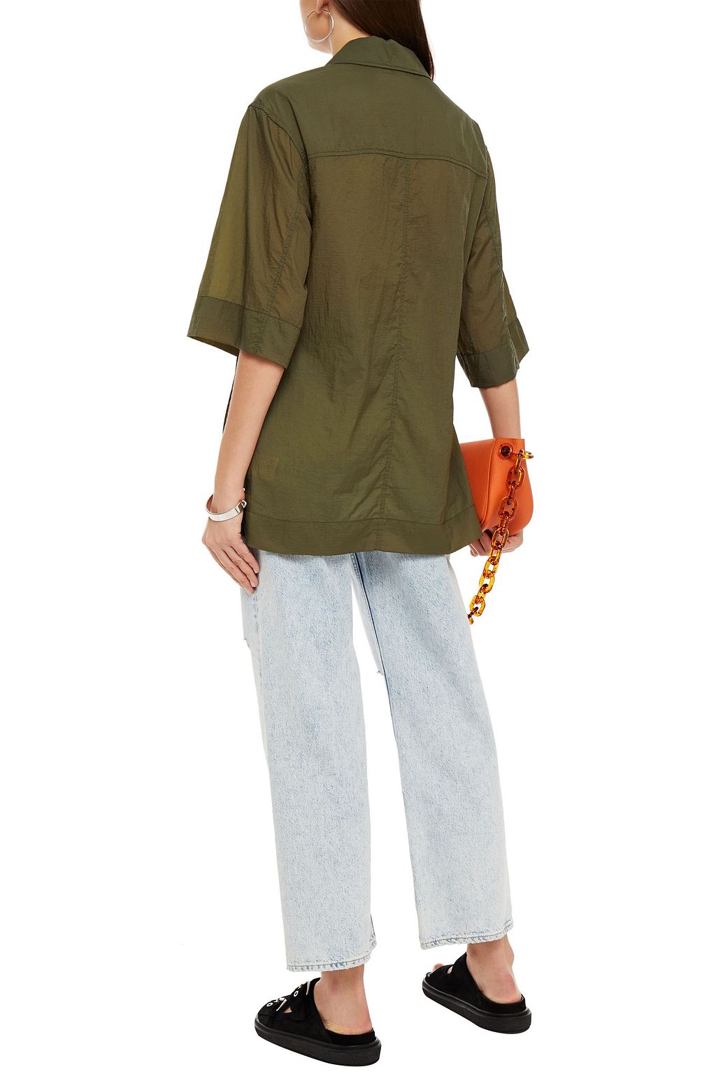 GANNI Crinkled-shell wrap top