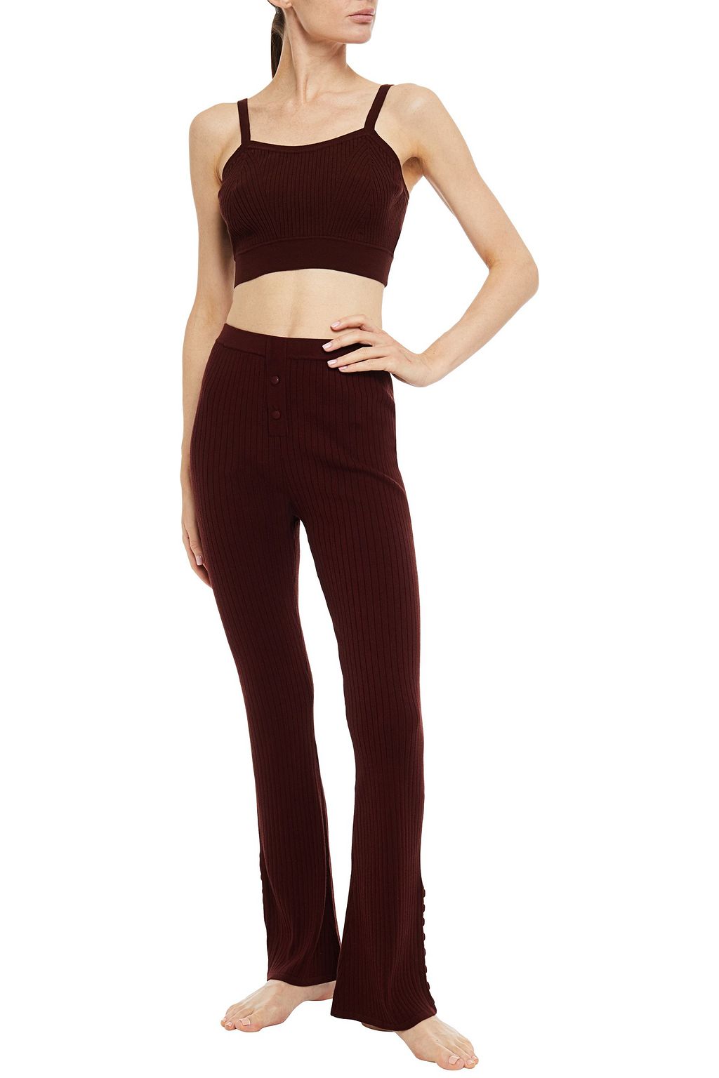 LIVE THE PROCESS Ribbed-knit sports bra