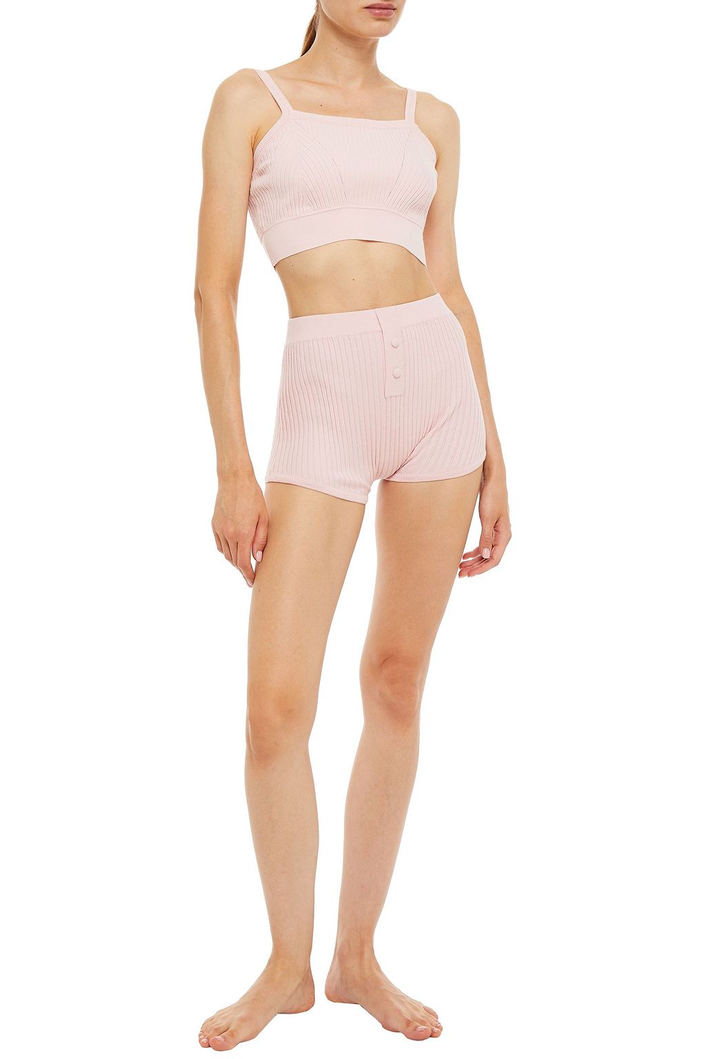 LIVE THE PROCESS Ribbed-knit sports bra