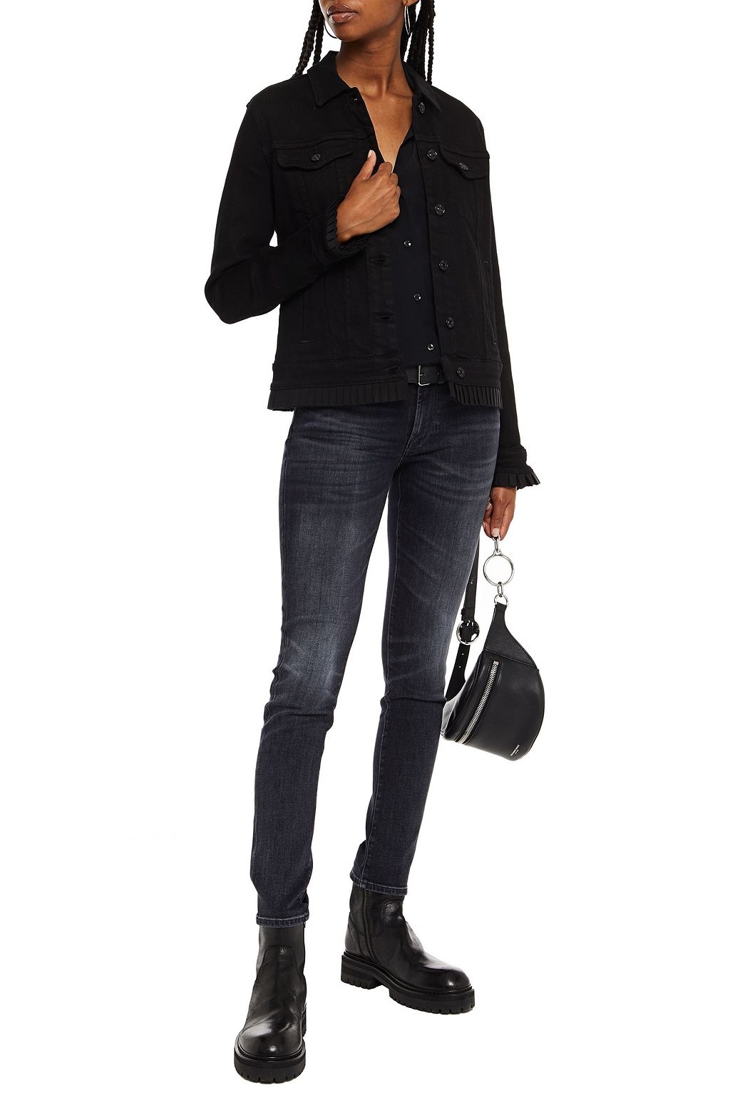 7 FOR ALL MANKIND Modern Trucker grosgrain-trimmed denim jacket