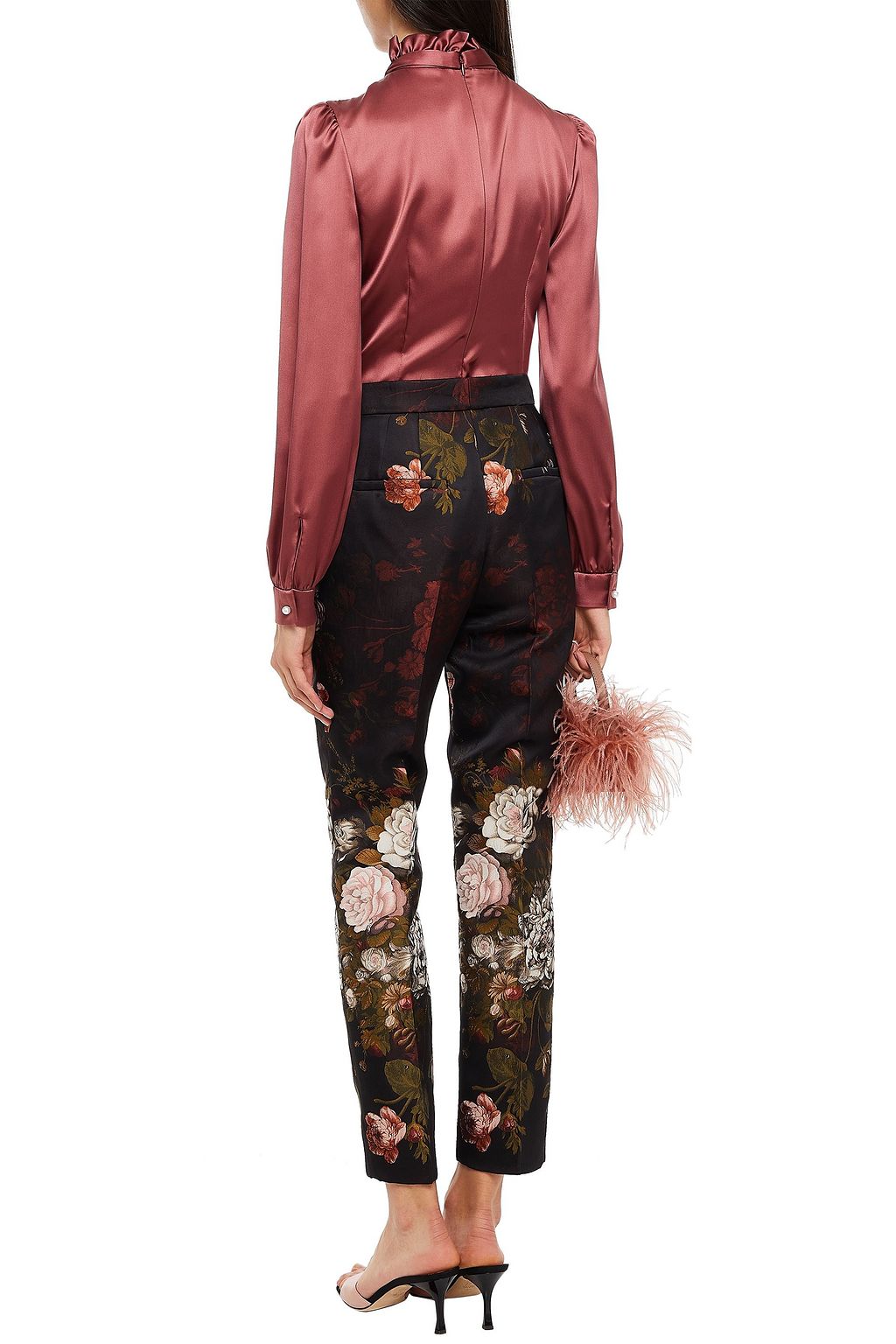 DOLCE&GABBANA Floral-jacquard slim-leg pants