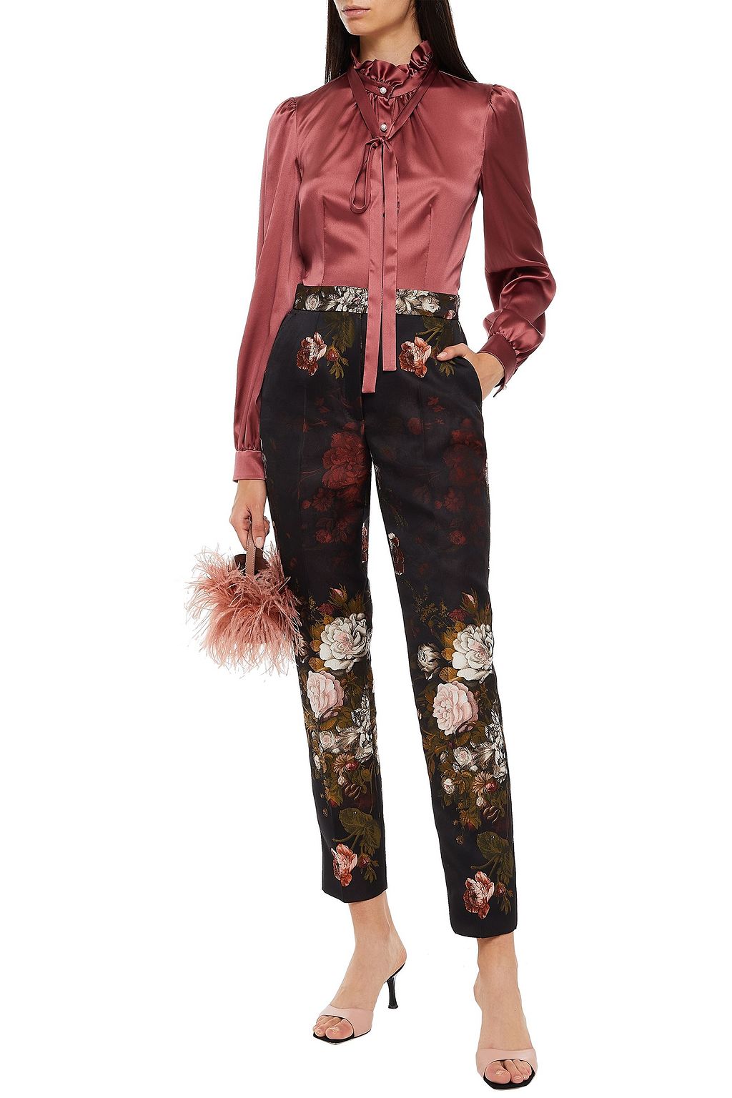 DOLCE&GABBANA Floral-jacquard slim-leg pants