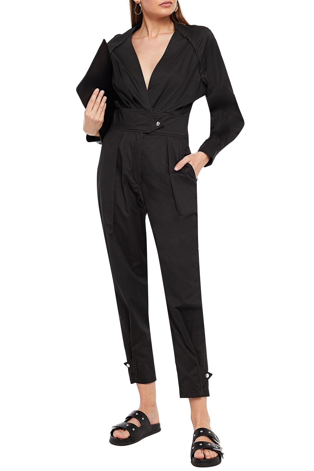 IRO Jumpsuit aus Baumwollpopeline mit Wickeleffekt