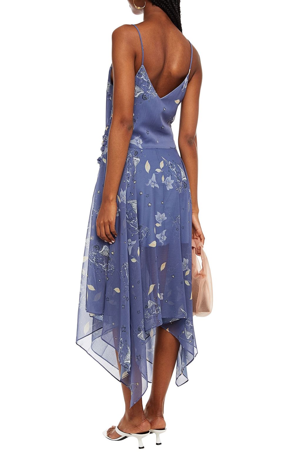 LEO LIN Moonlight Nyx asymmetric floral-print chiffon dress