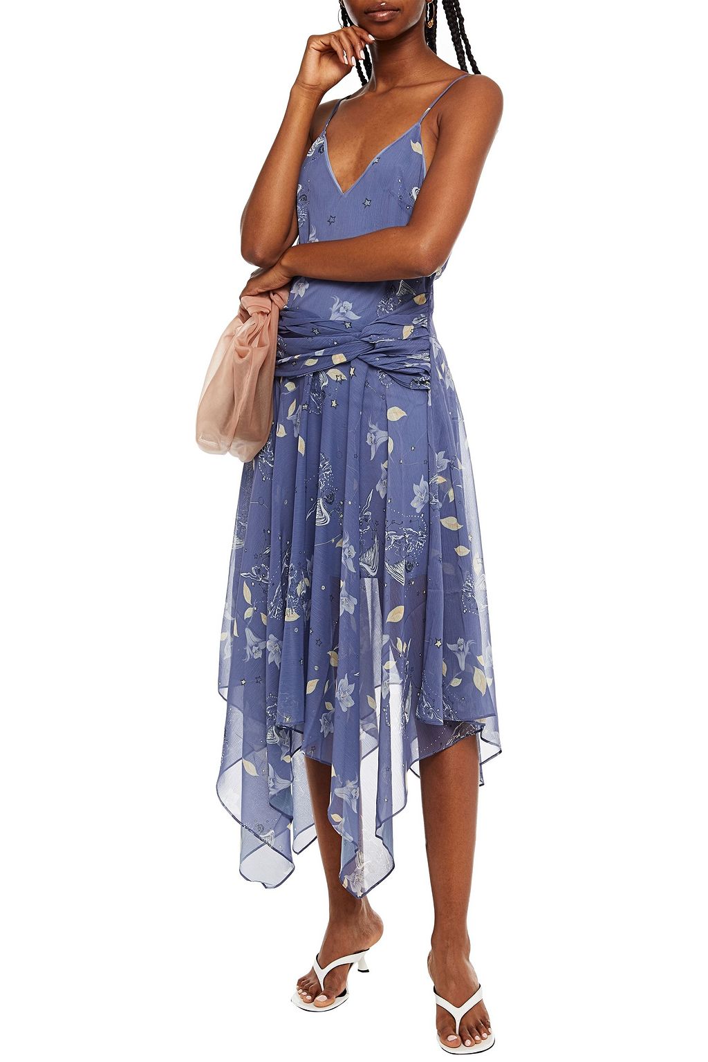 LEO LIN Moonlight Nyx asymmetric floral-print chiffon dress