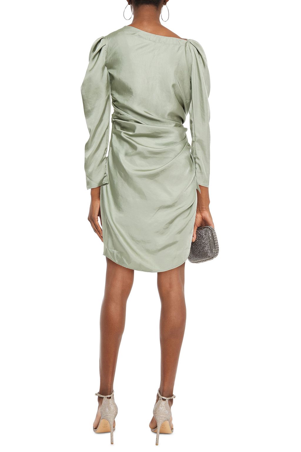 LEO LIN Ruched satin-twill mini dress