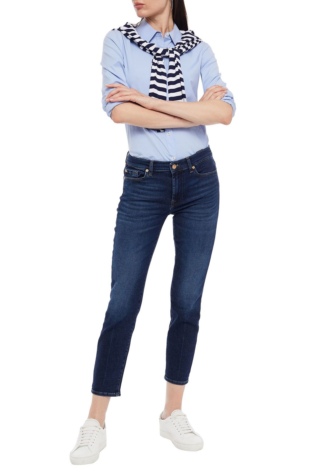 7 FOR ALL MANKIND Cropped mid-rise slim-leg jeans